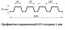 Профнастил окрашенный Н75 1х750 длина под заказ