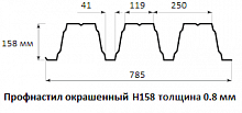 Профнастил окрашенный Н158 0.8х840 длина под заказ